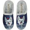 Zapatillas de casa para mujer con dibujo de perrito y corazon