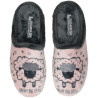 Zapatillas de casa en color rosa para mujer con dibujo de oveja y glitter plata