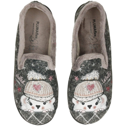 Zapatillas de casa para mujer con dibujo de osito con plantillas extraibles de gel de plumaflex
