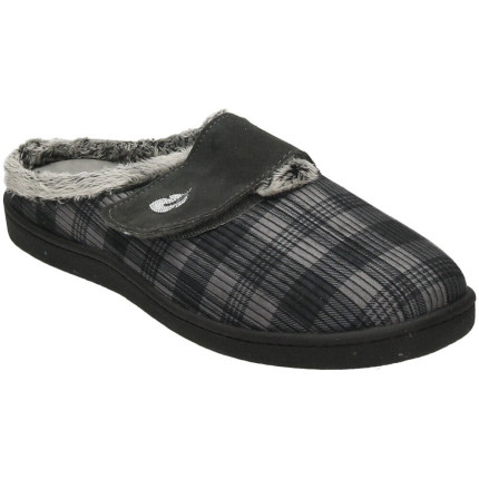 Zapatillas de casa para hombre con plantillas extraibles de gel plumaflex con velcro y cuadros en color gris
