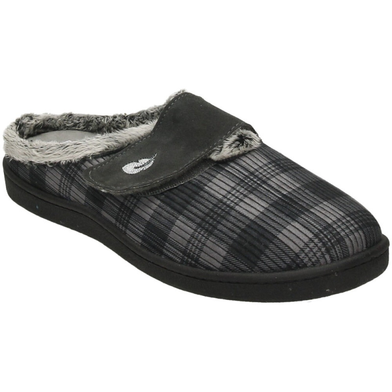 Zapatillas de casa para hombre con plantillas extraibles de gel plumaflex con velcro y cuadros en color gris
