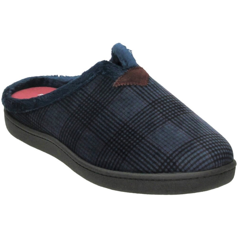 Zapatillas de casa de rayitas para hombre con plantillas de gel plumaflex en azul marino