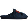 Zapatillas de casa para hombre en azul marino con escudo de moto
