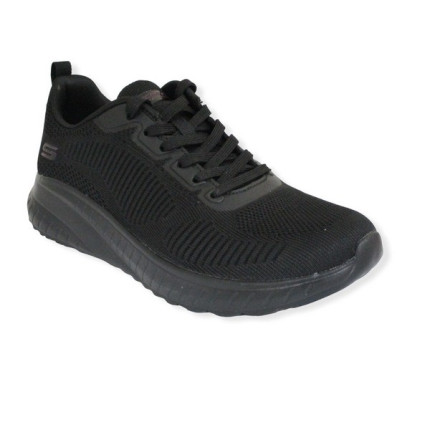 Skechers 117379 negro con suela negra - Zapatillas de cordones para mujer con plantillas memory gel