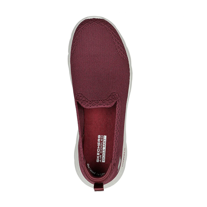  Skechers Zapatillas sin cordones para mujer, Rojo Borgoña Malla  Borde Natural Borgoña : Ropa, Zapatos y Joyería