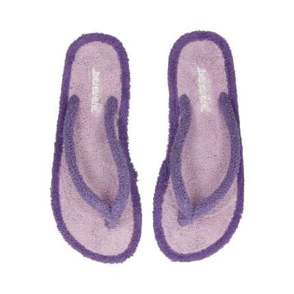 Zapatillas de casa de dedo en toalla morado con lila