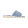 Zapatillas de casa de mujer en toalla con la puntera abierta en azul aguamar