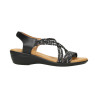 Sandalias de trencitas en color negro con cuña y plantilla almohadillada