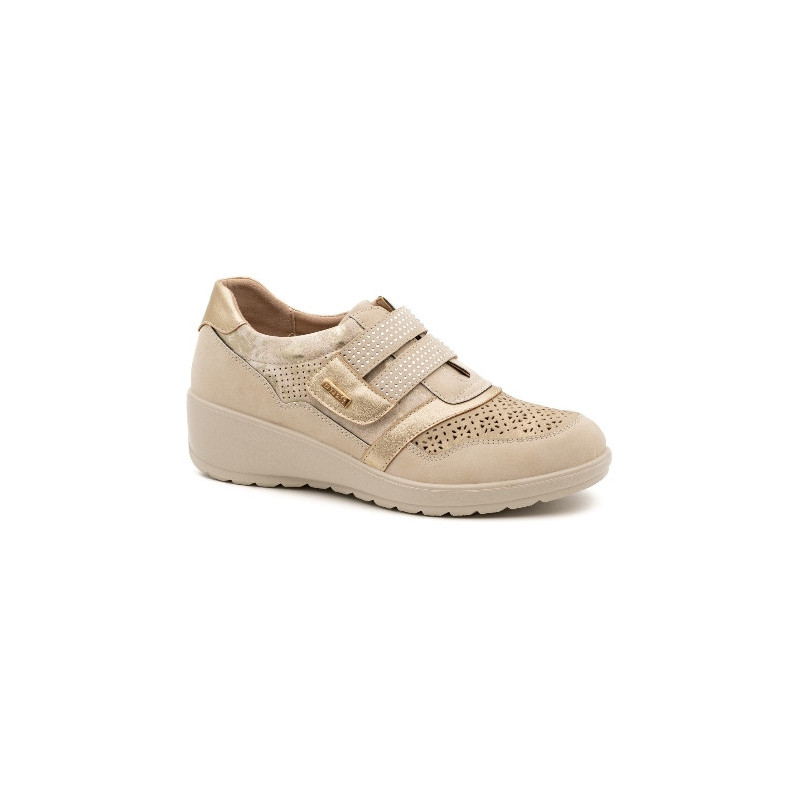 MYSOFT 212 BEIGE - Zapatillas de velcro tipo zapatos