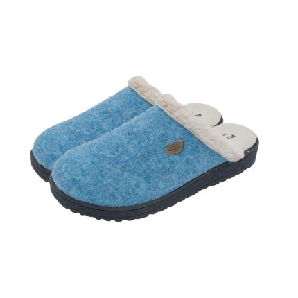 Zapatillas de casa plumaflex para mujer de paño jaspeado en color azul