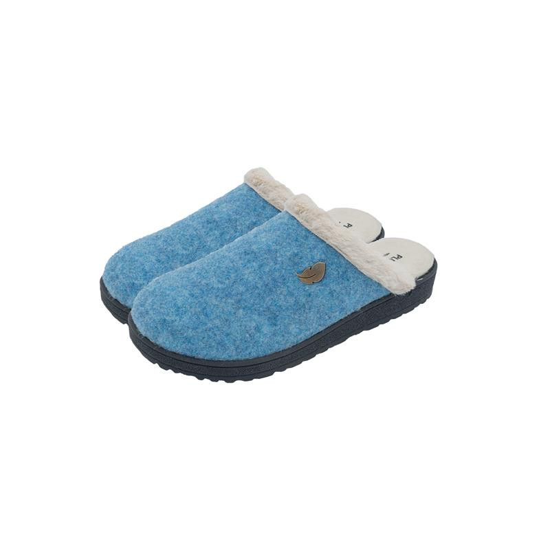 Zapatillas de casa plumaflex para mujer de paño jaspeado en color azul