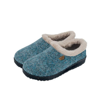 Zapatillas de casa para mujer en paño jaspeado con plantillas plumaflex en color azul marino