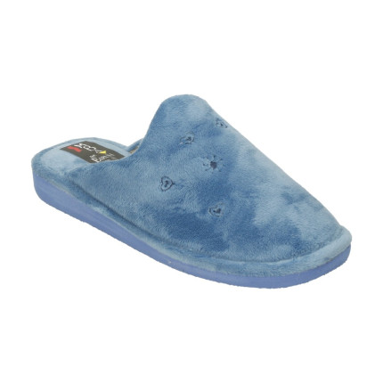 Zapatillas de estar en casa planas sin talón en tejido suave color azul claro