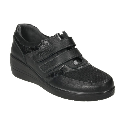 MYSOFT 513 NEGRO - Zapato de velcros con cuña de goma