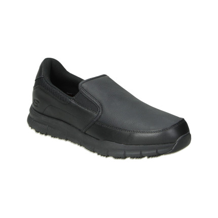 Skechers 77157EC negro - Mocasines zapatos negros sin cordones en piel plantillas de gel
