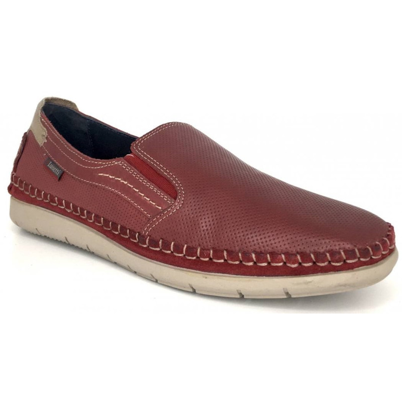 Luisetti 29505 granate - Mocasín calado para hombre de piel