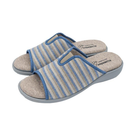 Zapatillas con plantilla plumaflex de verano para mujer con cuña de goma y elastico central a rayas