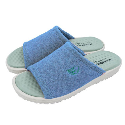 Zapatillas de casa con sistema plumaflex en rizo azul para mujer