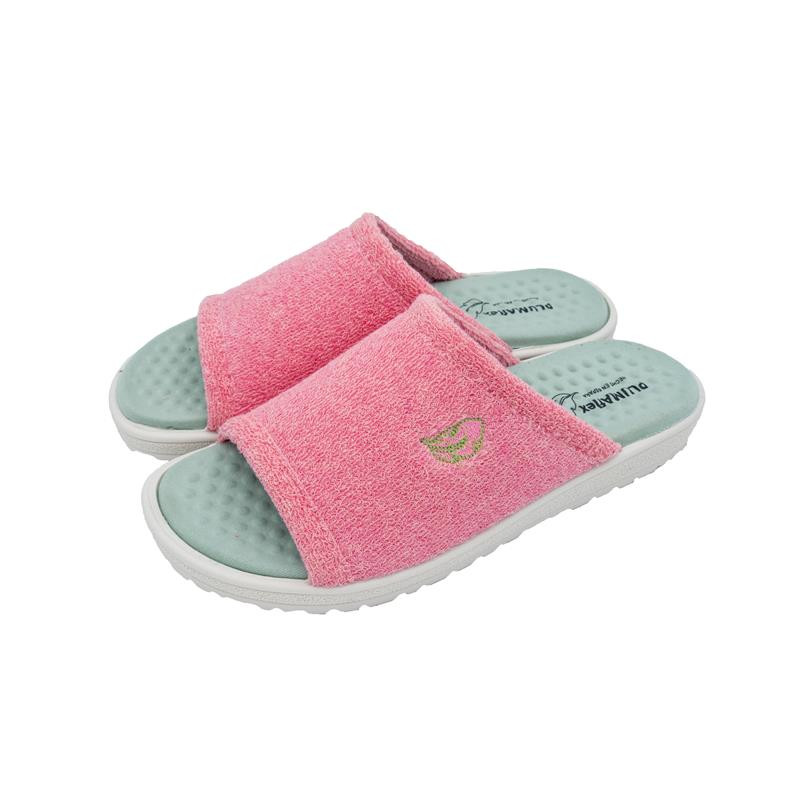 Zapatillas de casa con sistema plumaflex en rizo rosa para mujer