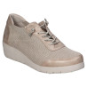 TREINTAS 4150 BEIGE - ZAPATO DE TELA CON CORDONES ELÁSTICOS Y CUÑA DE GOMA