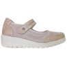 TREINTAS 4151 beige - Zapatos con tira de velcro tipo merceditas fabricadas en tela con cuña de goma