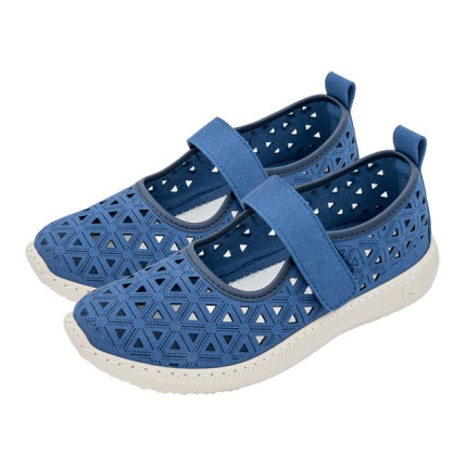 Plumaflex 3708 azul marino - Zapatos ultracomodos con calados y tira de velcro de cierre