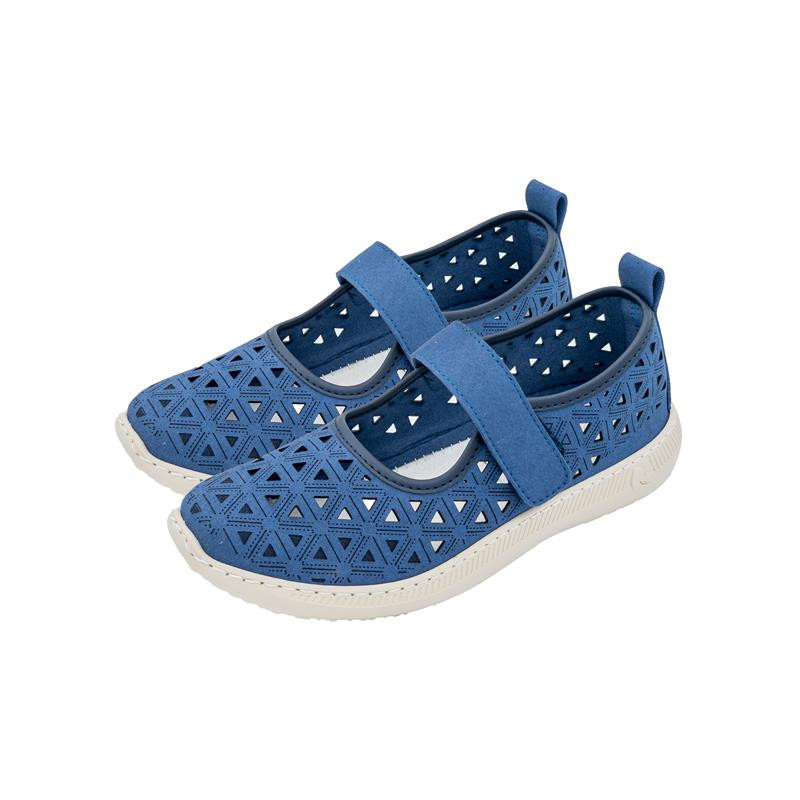 Plumaflex 3708 azul marino - Zapatos ultracomodos con calados y tira de velcro de cierre