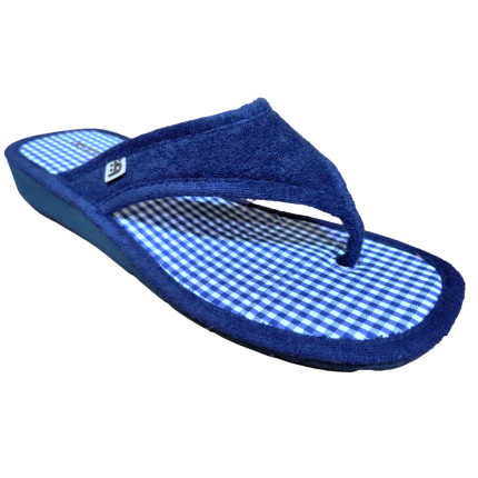 Zapatillas de dedo con un poco de cuña y fabricadas en toalla azul marino