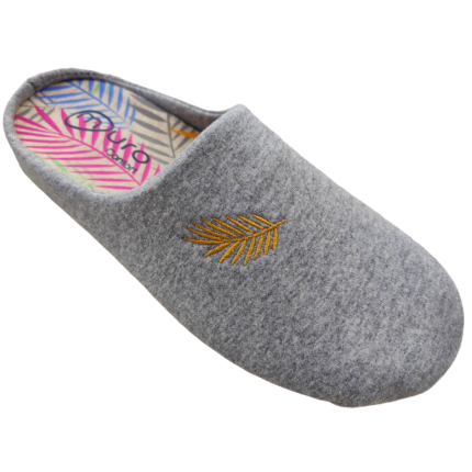 Zapatillas de casa de primavera para mujer fabricadas en algodon tipo chandal color gris