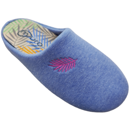 Zapatillas de casa de primavera para mujer fabricadas en algodon tipo chandal color azul