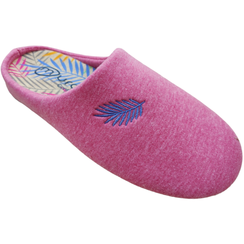 Zapatillas de casa de primavera para mujer fabricadas en algodon tipo chandal color fuxia