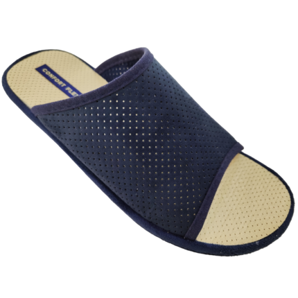 Zapatillas de casa para hombre de verano con plantilla anatómica y empeine picado en azul