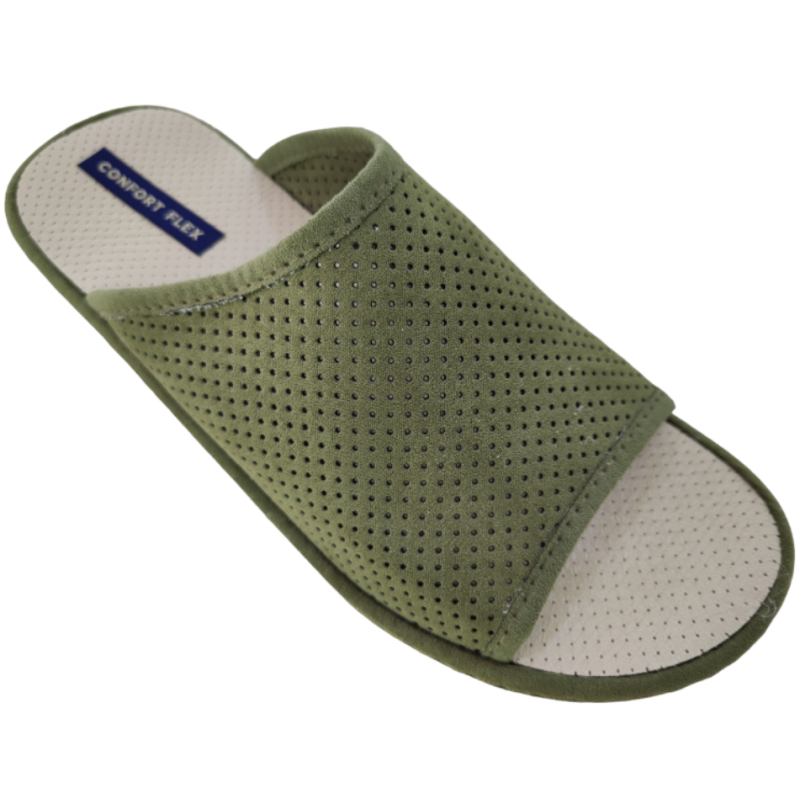 Zapatillas de casa para hombre de verano con plantilla anatómica y empeine picado en azul