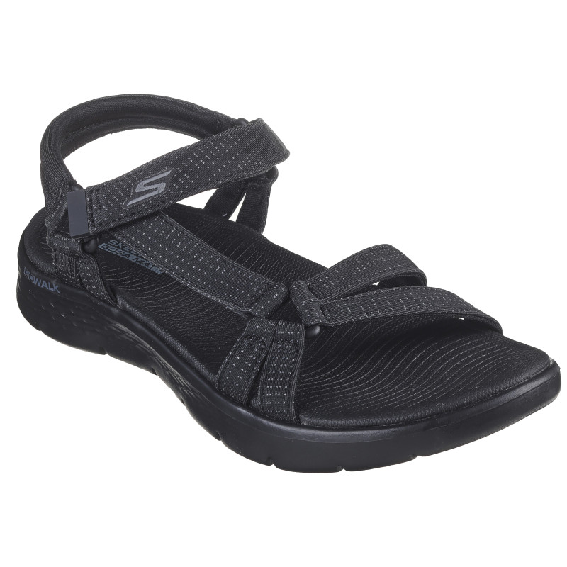 Skechers 141451 negro - Sandalias para mujer con tiras y cierre en velcro