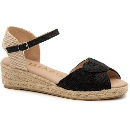 MY SOFT 103 NEGRO - Sandalias con cuña de yute y plantilla acolchada