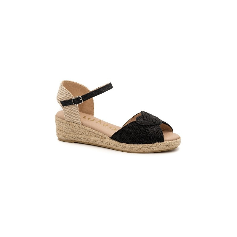 MY SOFT 103 NEGRO - Sandalias con cuña de yute y plantilla acolchada