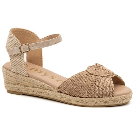 MY SOFT 103 beige- Sandalias con cuña de yute y plantilla acolchada