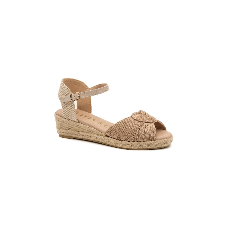 MY SOFT 103 beige- Sandalias con cuña de yute y plantilla acolchada