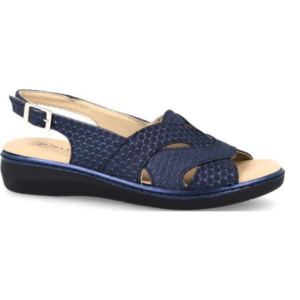 Pitillos 5002 azul marino - Sandalias de piel metalizada con plantilla acolchada