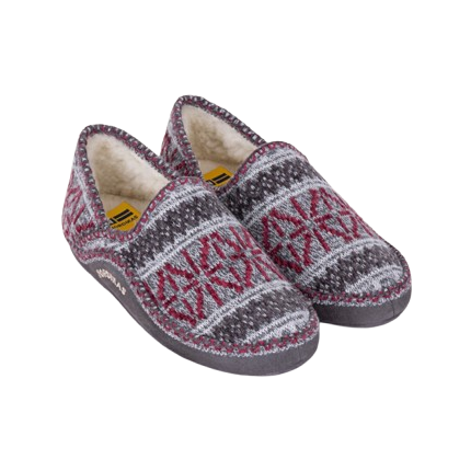 NORDIKAS 200 TEIDE GRIS - Zapatillas de casa para mujer en lana y borrego y suela en ante