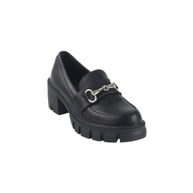 D'Angela Amarpies 25111 negro - Zapatos para mujer con tacón en goma y adorno metalico