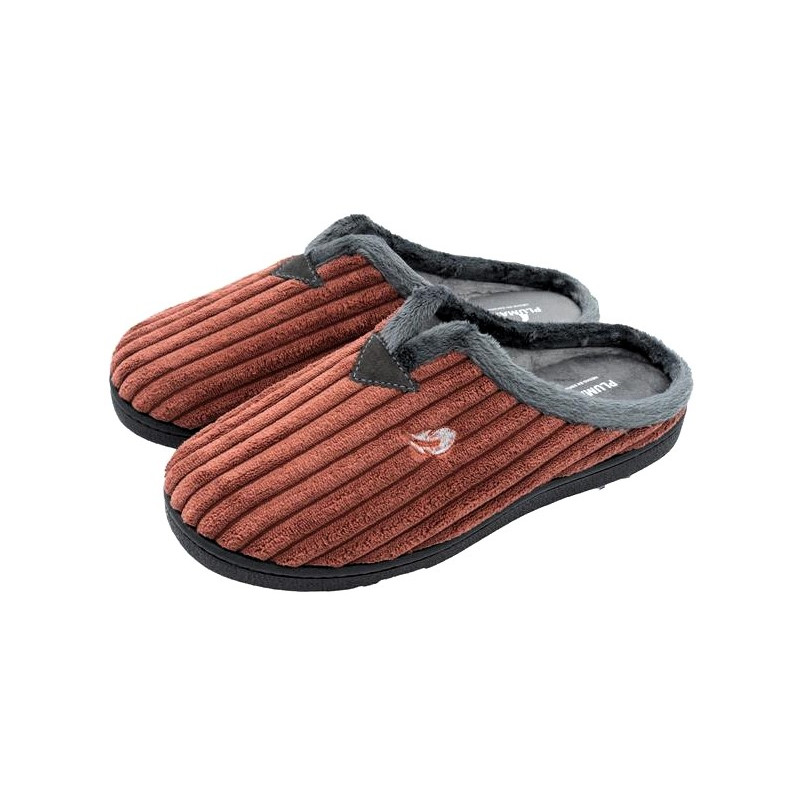 Zapatillas de casa para hombre con sistema confort plumaflex  en pana color teja