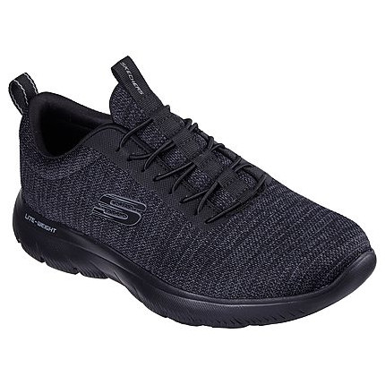 Skechers 232697 negro. Zapatillas para hombre con cierre de elasticos sin cordones