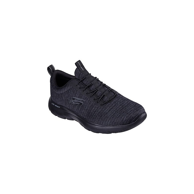 Skechers 232697 negro. Zapatillas para hombre con cierre de elasticos sin cordones