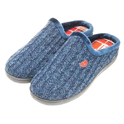 Zapatillas de casa de hombre con sistema confort plumaflex  en lana color AZUL MARINO