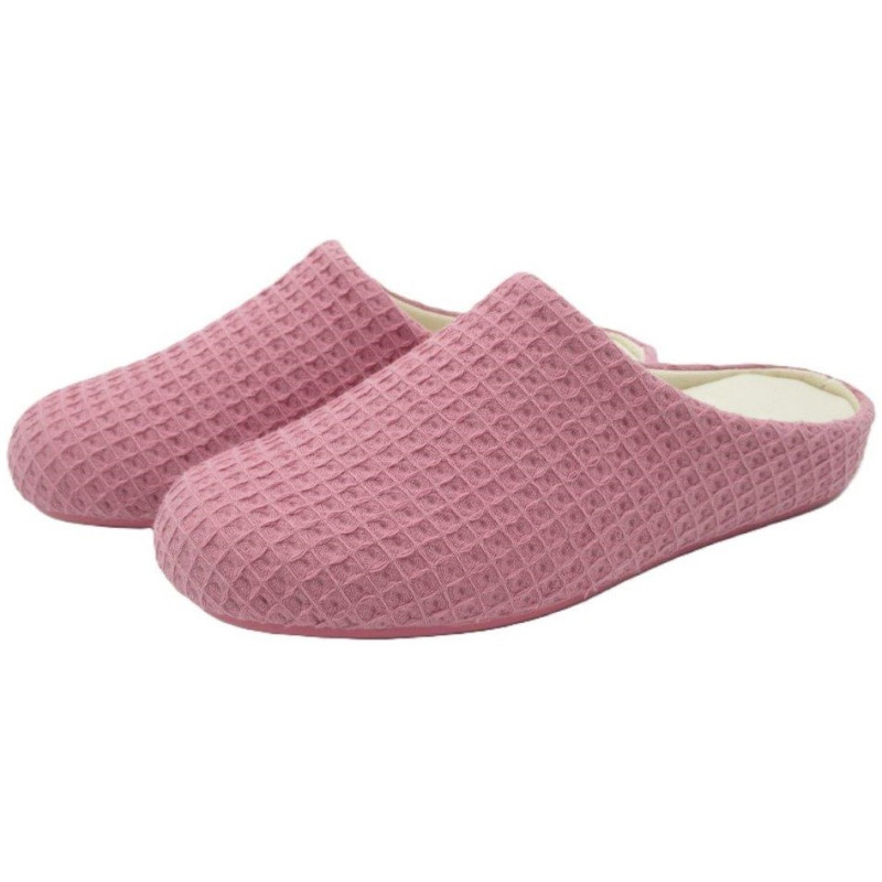 Zapatillas de casa de mujer para primavera fabricadas en tela rosa