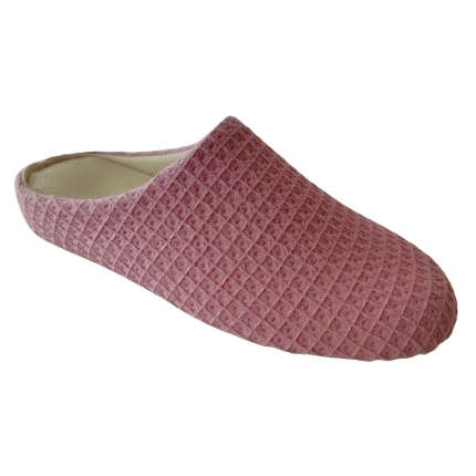 Zapatillas de casa de mujer para primavera fabricadas en tela rosa