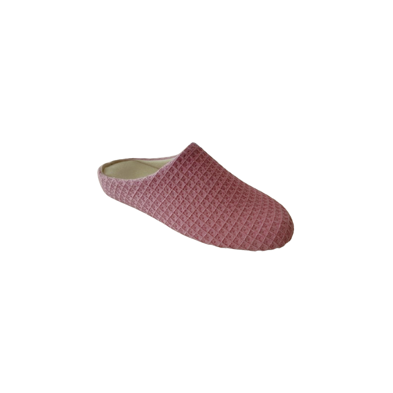 Zapatillas de casa de mujer para primavera fabricadas en tela rosa
