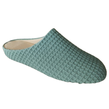 Zapatillas de casa de mujer para primavera fabricadas en tela verde menta