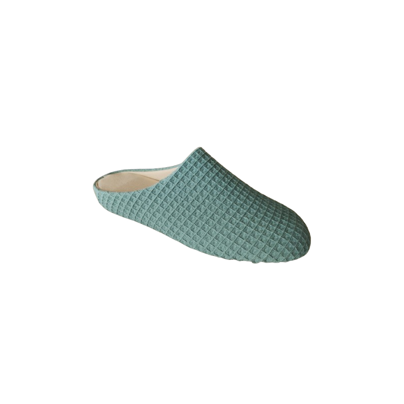 Zapatillas de casa de mujer para primavera fabricadas en tela verde menta